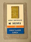CREDIT SUISSE  2.5 GRAM FINE GOLD BULLION BAR, IN SEALED ASSAYER CARD