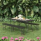 6 Seater Rattan Garden Beer Table & Bench Chair Set Outdoor Patio Dining Folding