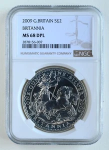 2009 Great Britain £2 Britannia (2 Pounds) NGC MS 68 DPL 1 oz. Silver Coin - Picture 1 of 2