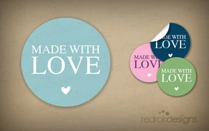200 Made With Love Stickers | Decoration Label | 18 Colours | Envelope | Wedding - Picture 1 of 4