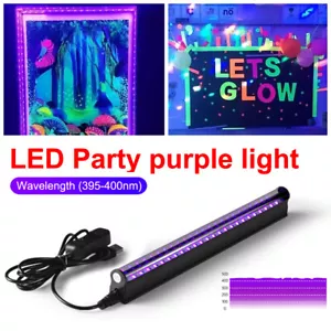 USB 24 LED UV Black Light Bar Fixtures Ultraviolet Lamp Strip DJ Party Club - Picture 1 of 16