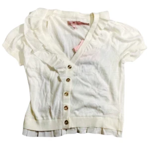 JUICY COUTURE Girls Cream Button Up V Neck Cardigan Frill Top Age 8 10 12 14 NEW - Picture 1 of 2
