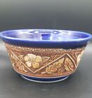 Vintage Foxlo California Studio Pottery Art Bowl Hibiscus Design,Blue EUC 9x4.5"