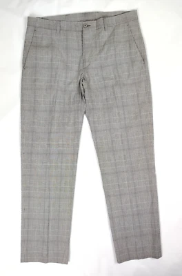 ETRO Trousers Lightweight Cotton Dress Pants 48 US 32 Gray Plaid Textured Italy - Image 1 of 4