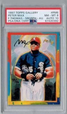 1997 Topps Gallery Peter Max Serigraphs Auto #PM6 Frank Thomas PSA 8/10 DNA 5485 - Image 1 of 2