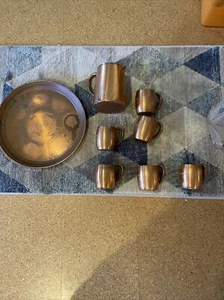 Vintage West Bend Copper Mug Cup + Pitcher + Plate Set *Milwaukee Special editio - Picture 1 of 7