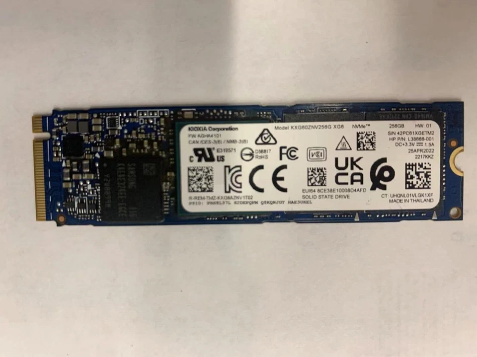 OEM Package Toshiba /KIOXIA 256GB NVME M.2 2280 SSD KXG60ZNV256G-XG6