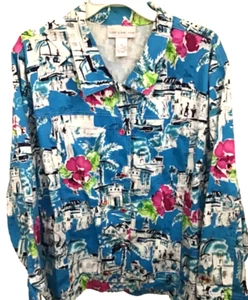 1X Vintage Susan Graver Conversational Print Sateen Jacket - Picture 1 of 10