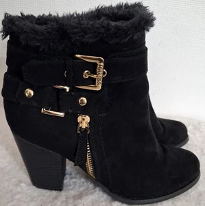 Guess Ankle Boots Size 3.5 (36.5 EU) Womens Black Block Heels, Zip Closure - Picture 1 of 8