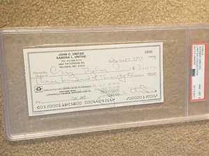Johnny Unitas 1999 Autographed Signed Check #5800 PSA NM-MT 8 INDIANAPOLIS COLTS - Picture 1 of 6