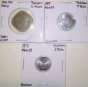 Pakistan Coin Lot Of 3. Beautiful Coins!! 1948 , 1971 , 1989 .  - Picture 1 of 2
