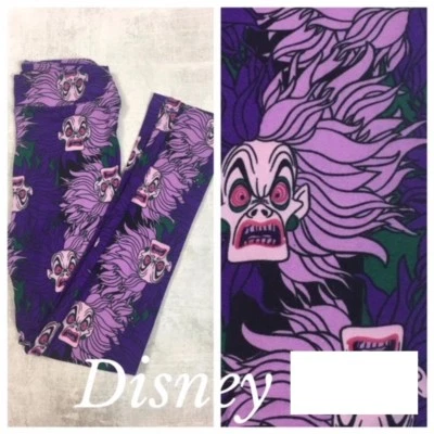 L/XL LuLaRoe NIÑOS LEGGINGS DISNEY VILLAINS CRUELLA DE VIL púrpura NUEVO CON ETIQUETAS Grande XL Foto 1 de 2