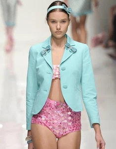 Pantalones Cortos BLUGIRL BLUMARINE Aqua Lentejuelas Adornados 40 4 - Imagen 1 de 3