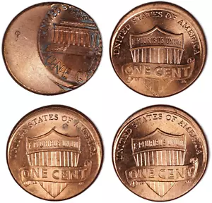 2016 1c Off Center Lincoln Shield Cent Mint Error 4 Coin Lot EL19 - Picture 1 of 2