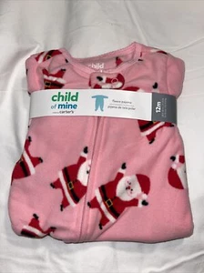 Pink Child Of Mine Santa Claus Holiday Footed Fleece Pajamas Size 12 Months NWT - Bild 1 von 3
