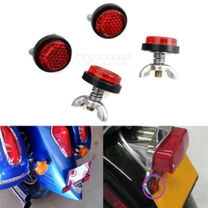 4Pcs Red Reflectors Screw on License Number Plate Reflective For Motorcycle Car - Picture 1 of 10