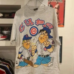 Chicago Cubs Vtg Flintstones Baseball Funny Short sleeve T shirt HN1340 - Picture 1 of 2