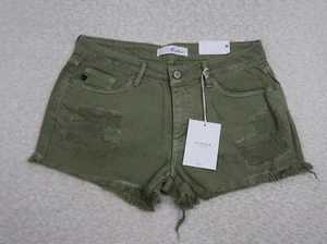 Pantaloncini donna Kancan taglia media denim invecchiato verde tasche 2 con cuciture interne - Foto 1 di 6