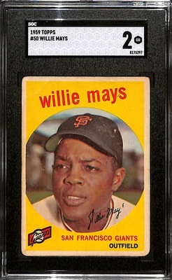 1959 Topps #50 Willie Mays HOF  SGC 2 GOOD C101185 - Image 1 of 3