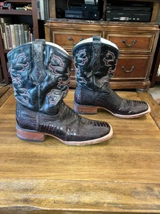 JB Dillon JBR1009 D, Black Cherry Ostrich Skin Square Toe Western Boot 11 D - Picture 1 of 18