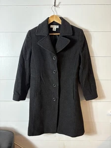 Preston & York Coat Womens 4P Black Wool Dressy Winter Button Front Petite Lined - Picture 1 of 6