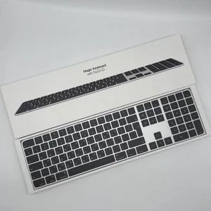 GENUINE APPLE MAGIC KEYBOARD WITH NUMERIC KEYPAD TOUCH ID BLACK WIRELESS HEBREW - Picture 1 of 7