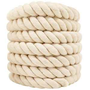 Twisted Cotton Rope (1 in x 10 ft) Natural Thick White Rope for Nautical, Lan... - Picture 1 of 6