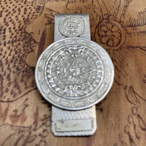 Mexico Mayan Aztec Sun Calendar Silver Money Clip - Bild 1 von 7