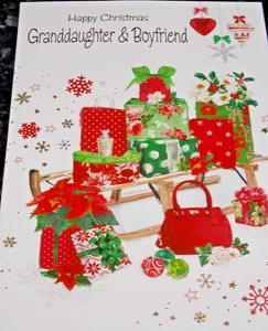 Nieta y novio, tarjeta de Navidad. (R2). - Imagen 1 de 3