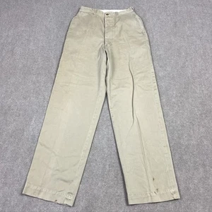 Vintage 40s 50s US Military Cotton Khaki Chino Pants Men 27x31 Trousers Army WW2 - Picture 1 of 7