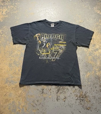 Camisa De Colección 2008 Pittsburgh Steelers Ben Roethlisberger Negra Gráfica-Talla L Foto 1 de 4