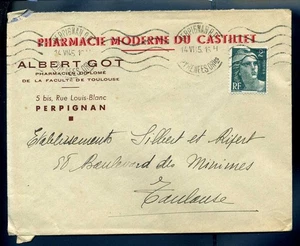 Marcophilie - Werbung Moderne Apotheke von Castillet Albert Got 14-06-194 - Bild 1 von 1