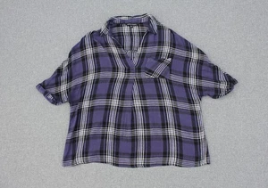 Blusa cápsula para mujer Reino Unido 20 púrpura negra franela a cuadros calce relajado - Imagen 1 de 9