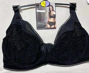 M&S AUTOGRAPH MODERN ANIMAL FLOCK & VELVET NON PADDED PLUNGE BRA BLACK size 38G - Picture 1 of 11