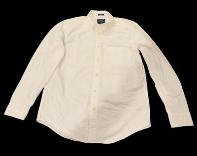 Camisa Abercrombie & Fitch Para Hombres S Blanca Sarga Cepillada Suave Relajada Abotonada Foto 1 de 4