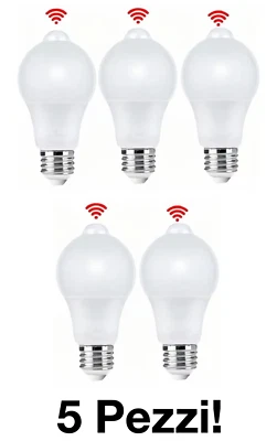 5 PEZZI LAMPADINA LED E27 12W 220V LAMPADA CON SENSORE DI MOVIMENTO PIR - Immagine 1 di 4