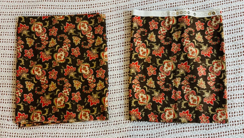 Grace by 3 Sisters for Moda Striped Florals Red Brown Beige Cotton 22W x108L in - Image 1 of 4
