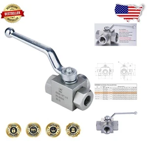 3/8'' NPT Female High Pressure Ball Valve - L-Bore Design, Lightweight 1.61 lbs - Picture 1 of 8