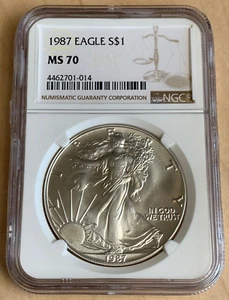 1987 US Silver Eagle $1 ๐ NGC MS70 ๐ Coin and Case Beautiful - Picture 1 of 4