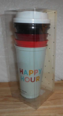KATE SPADE HAPPY HOUR 16 OZ. JUEGO DE CUATRO VASOS DE VIAJE REUTILIZABLES NUEVOS Foto 1 de 4