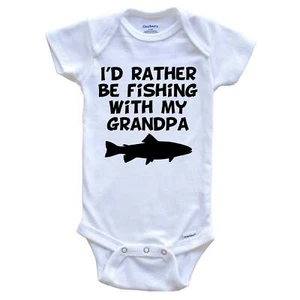 I'd Rather Be Fishing With My Grandpa One Piece Baby Bodysuit - Picture 1 of 2