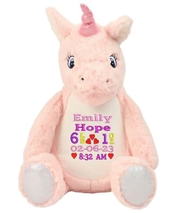 Mumbles Cremallera Peluche Rosa Unicornio Animal Adorable Peluche Juguete Personalizado Bebé - Imagen 1 de 4