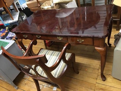 Antique Writing Table Carved Feet, Drawers San Antonio Local Pickup Cover