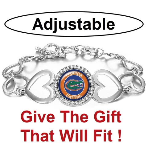 Florida Gators Womens Silver Heart Link Adjust. Bracelet w Gift Pkg D27 Cover
