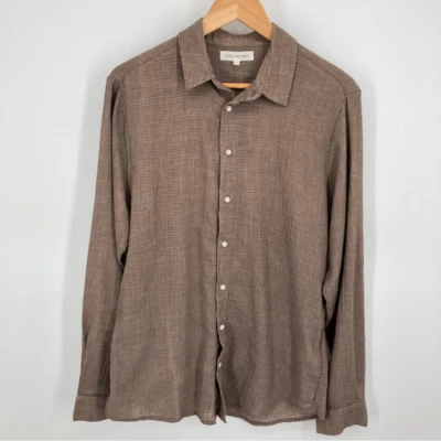 Camisa masculina Insted We Smile marrom claro média manga longa botão frontal algodão - Imagem 1 de 4