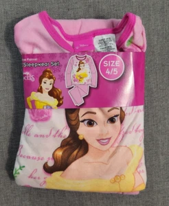 Disney Bella y la Bestia Niñas Pijama Conjunto Manga Larga Franela Talla 4/5 - Imagen 1 de 2