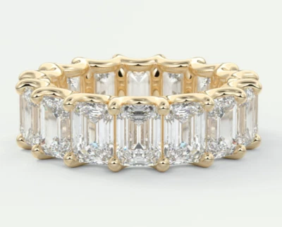 6Ct Emerald Tested Moissanite Engagement Band Ring 14K Yellow Gold Over Silver - Image 1 of 4