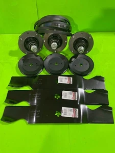 Z254F DECK REBUILD KIT: CAST IRON SPINDLES, LIFT BLADES, PULLEYS BELT - Picture 1 of 8