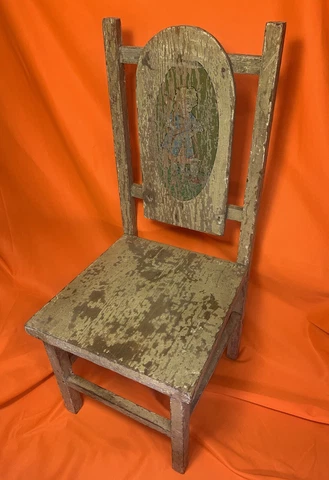 Antique Childs Chair Little Bo Peep Girl With Pull Toy Sheep Handmade Cover