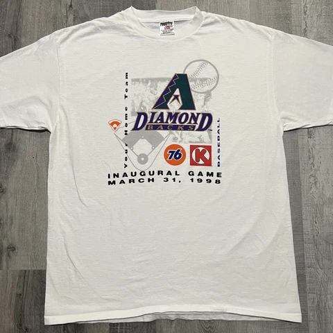 VTG Arizona Diamondbacks 1998 Power Pro Inaugural Game White 90s Baseball Shirt Cover